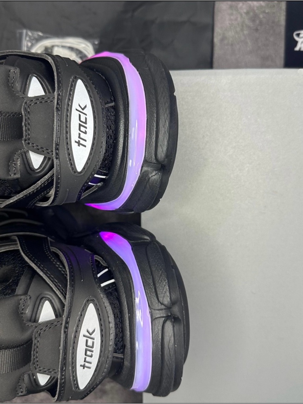 Balenciaga Black Sneakers with Purple Light-Up Midsole